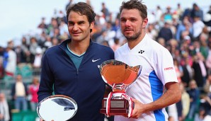 Stanislas Wawrinka (r.) bezwang im Monaco-Finale Roger Federer