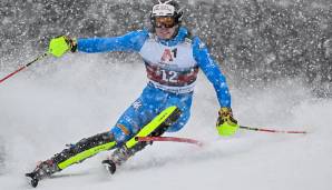 Alex Vinatzer führt nach dem ersten Durchgang beim Slalom in Kitzbühel.