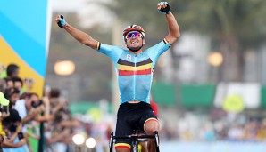 Greg van Avermaet freut sich euphorisch über seinen Sieg an der Copacabana