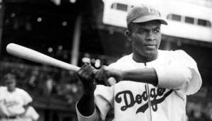 Jackie Robinson im Jersey der Dodgers