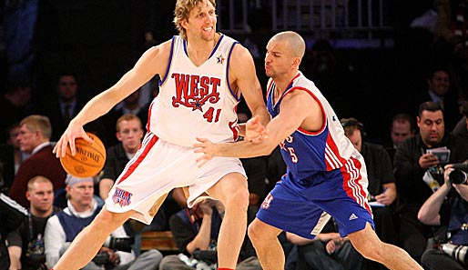 Dirk Nowitzki ist wieder ein All Star. Teamkollege Jason Kidd (hier noch im Ostteam) ist nicht dabei