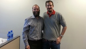 SPOX-Sports-Chef Florian Regelmann (r.) traf Dan Hunt im Toyota Stadium in Frisco