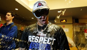 Cubs-Infielder Javier Baez feierte den Sieg über die Giants feucht-fröhlich