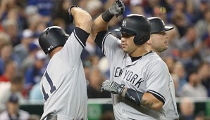 Gary Sanchez (r.) schlug gleich zwei Homeruns in Toronto