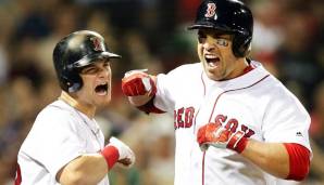 Steve Pearce (r.) schlug drei Homeruns gegen die New York Yankees.