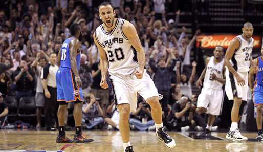 Manu Ginobili steuerte 20 Punkte zum Sieg der Spurs gegen OKC bei