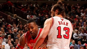 Dwight Howard (l.) zog im Duell der Center gegen Joakim Noah den Kürzeren