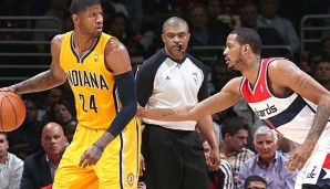 Paul George (l.) war mit 23 Punkten der Topscorer der Partie