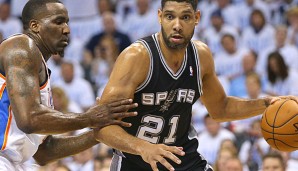 Tim Duncan (r.) führte die Spurs mit einer hervorragenden Leistung in die Finals