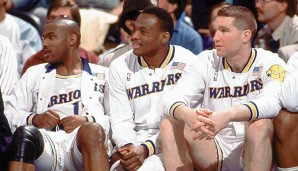 Mitch Richmond (M.) bildete mit Tim Hardaway und Chris Mullin ein herausragendes Trio