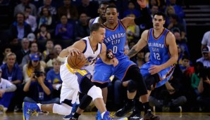 Steph Curry (l.) und Russell Westbrook prägten die NBA-Saison immens