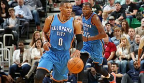 Kevin Durant (r.) und Russell Westbrook zerlegten die Utah Jazz