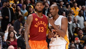 Paul George (l.) stellte Kobe Bryant (r.) spielerisch in den Schatten