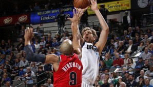 Dirk Nowitzki zeigte gegen Portland das achte Spiel in Serie mit mindestens 20 Punkten