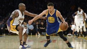 Zum letzten Mal gegeneinander: Kobe Bryant (l.) und Stephen Curry