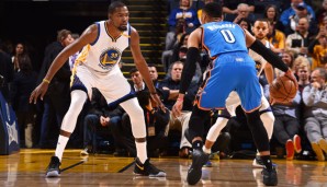 Kevin Durant hatte im Duell mit Russell Westbrook die Nase vorn