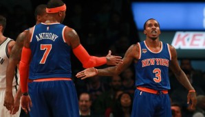 Brandon Jennings (r.) spielte eine halbe Saison gemeinsam mit Carmelo Anthony