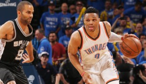 Russell Westbrook legte gegen die Spurs sein 39. Triple-Double der Saison auf