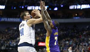 Dirk Nowitzki legte gegen die Lakers einen Saisonbestwert auf