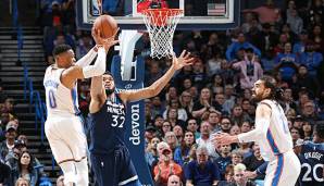 Russell Westbrook und die Oklahoma City Thunder kassieren gegen die Timberwolves eine knappe Niederlage.