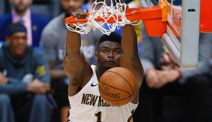 Platz 20: ZION WILLIAMSON (New Orleans Pelicans) - Gesamteinnahmen 27,3 Mio. USD (7,3 Mio. Gehalt/Prämien + 20 Mio. Werbeeinnahmen).