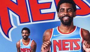 Kyrie Irving scheint das himmelblau bis weiße Trikot im ausgewaschenen Look zumindest schon einmal zu gefallen.