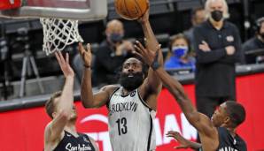 James Harden führt die Brooklyn Nets mit einem historischen Triple-Double zum Overtime-Sieg in San Antonio.