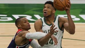 Giannis Antetokounmpo und die Milwaukee Bucks lieferten sich ein heißes Duell mit Russell Westbrook und die Wizards.