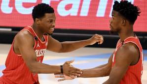 Kyle Lowry (l.) und Jimmy Butler wollen künftig in Miami gemeinsam nach der NBA-Krone greifen.