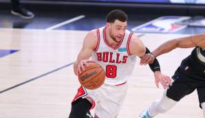 Platz 2: ZACH LAVINE | Team: Chicago Bulls | Alter: 27 | Status: Unrestricted Free Agent | Gehalt 21/22: 19,5 Mio | Stats 21/22: 24,4 Punkte, 4,6 Rebounds und 4,5 Assists bei 47,6 Prozent FG und 38,9 Prozent Dreier in 34,7 Minuten (67 Spiele)