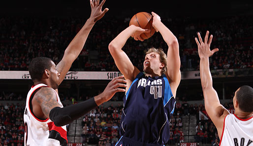 Dirk Nowitzki erzielte beim Sieg in Portland 40 von 83 Mavs-Punkten