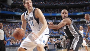 Dirk Nowitzki blieb in allen vier bisherigen Spielen gegen die San Antonio Spurs unter 20 Punkten