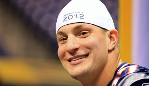 Da strahlt er, der Rob Gronkowski. Der Patriot muss seinen Schutzschuhe künftig nicht mehr tragen