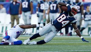 Deion Branch (r.) kehrt am kommenden Wochenende zurück nach Foxborough