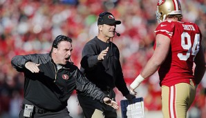 Jim Tomsula (l.) soll neuer Chefcoach der 49er werden