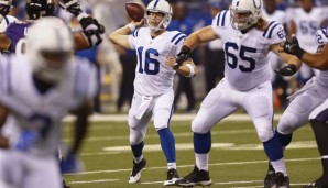 Scott Tolzien (M.) wird am Donnerstag wohl Quarterback der Colts sein