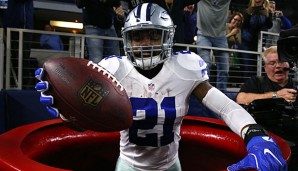 Ezekiel Elliott bejubelte den ersten Touchdown des Spiels mit einem Sprung in den Spendentopf