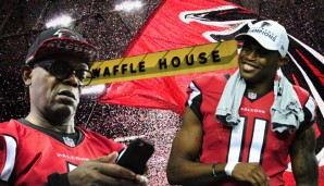 Samuel Jackson (l.) war auch beim NFC-Champioship-Game in Atlanta zugegen