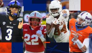 Nach dem Draft beginnt der Run auf die Spieler, die in selbigem nicht gezogen wurden. Darunter: Tyree Jackson, Devine Ozigbo, Lil'Jordan Humphrey und Brett Rypien (v.l.).