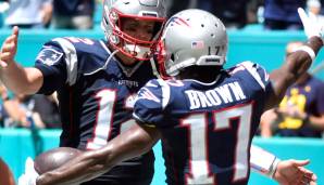 Tom Brady (l.) dürfte ein gehöriges Wörtchen mitgesprochen haben bei der Verpflichtung von Antonio Brown bei den Buccaneers.