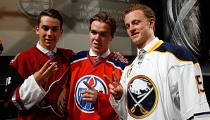 Top 3- Picks unter sich: McDavid in der Mitte, links Dylan Strome und rechts Jack Eichel