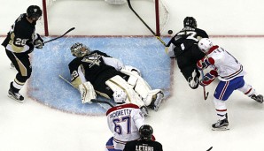 Pens-Goalie Marc-Andre Fleury hatte gegen Montreal einiges zu tun