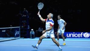 Mansour Bahrami am 7. November 2017 in Glasgow zusammen mit Doppelpartner Tim Henman