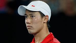 Kei Nishikori liegt im Nassau Coliseum auf Kurs